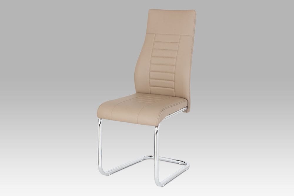 Autronic jedálenská stolička, koženka kapučíno, chróm HC-955 CAP